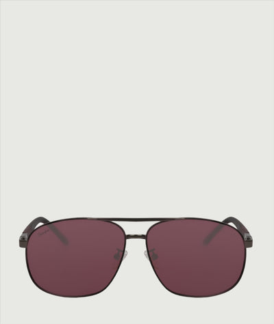 Oversized aviator sunglasses with red lenses and black frame, made with metal frame and polarised lenses.