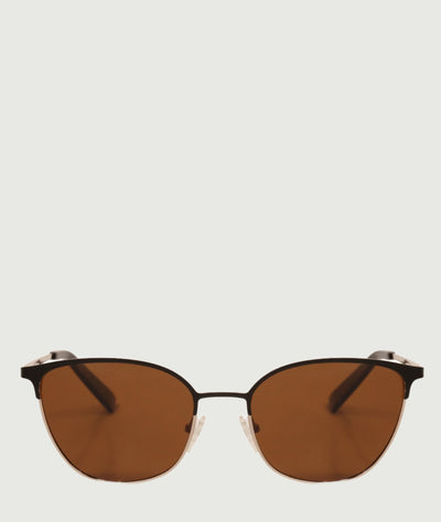 Brown cat eye sunglasses with metal frame