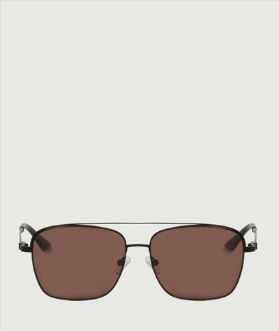 Rectangle style aviator sunglasses with brown lenses and metal frame