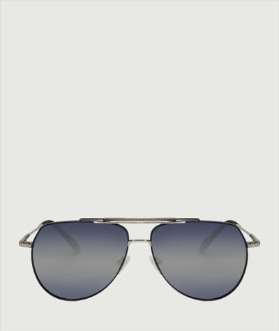 aviator sunglasses with blue lenses and metal frame