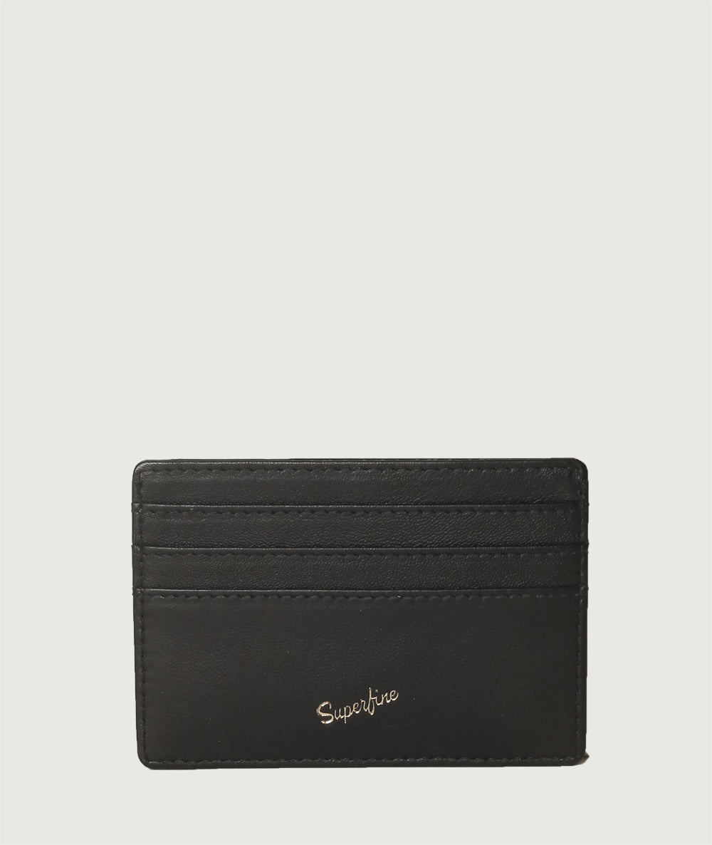 Black genuine leather slim wallet 