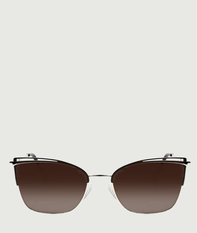 Metal cat eye sunglasses with brown lenses