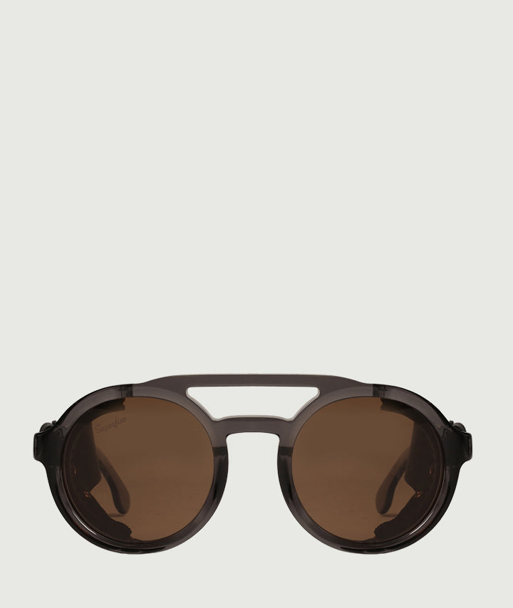 Grey Brown Round Festival Style Glasses 