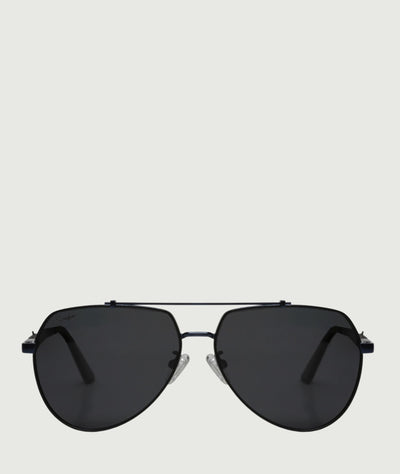 Classic Black aviator sunglasses, with metal frame and polarised lenses.