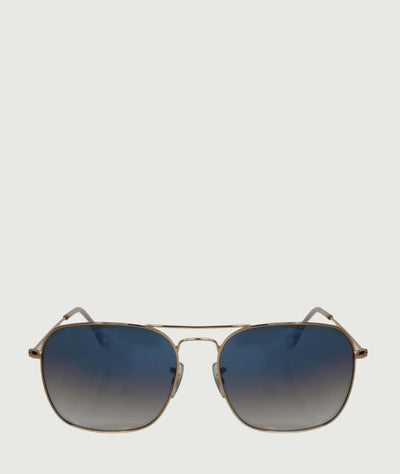 Premim quality glass lens aviator sunglasses with blue gradient lenses and gold frame