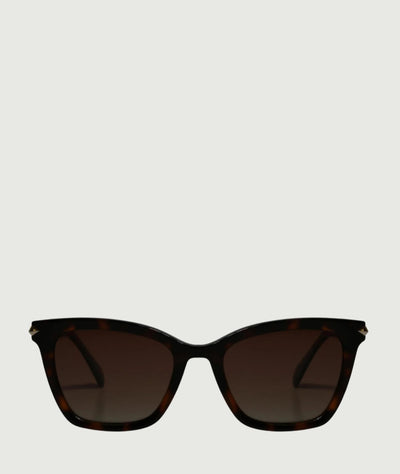 Classic cat eye sunglasses with tortoise shell frame and brown lenses